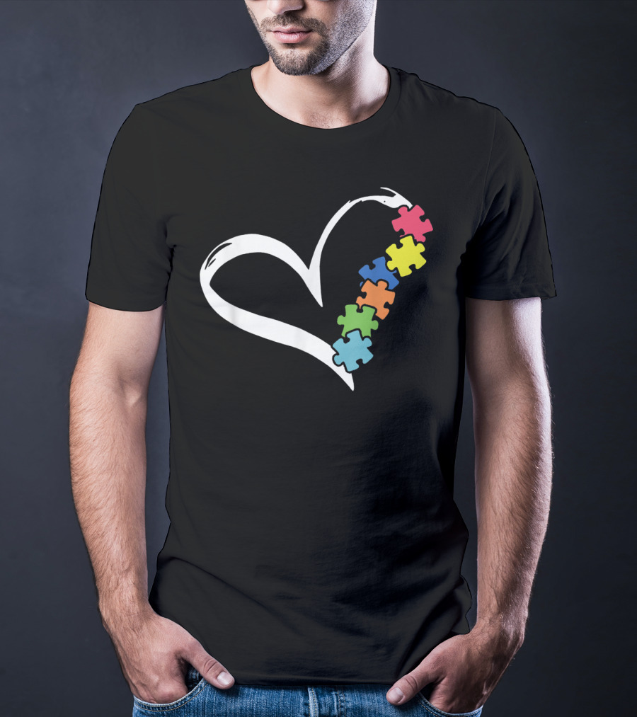 Puzzles Piece Heart Autism Awareness Love T-Shirt