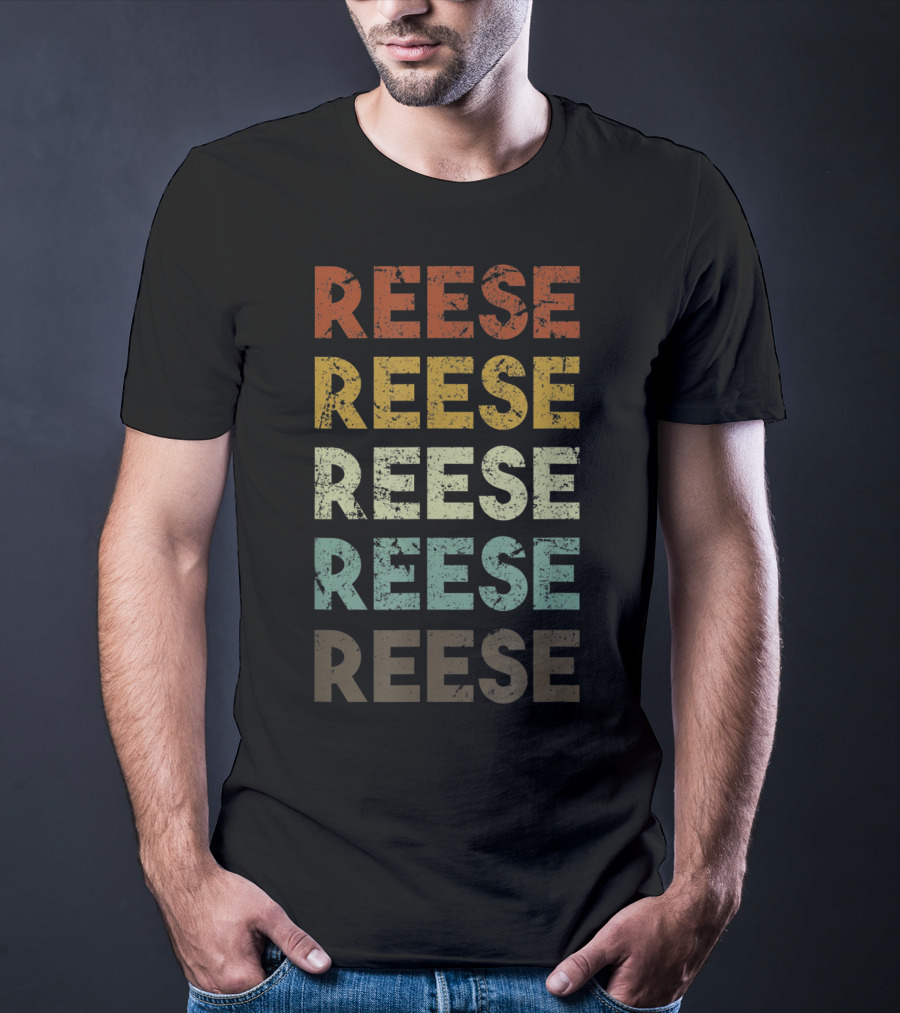 Reese Michigan Vintage Retro Colorful Stacked Text T-Shirt