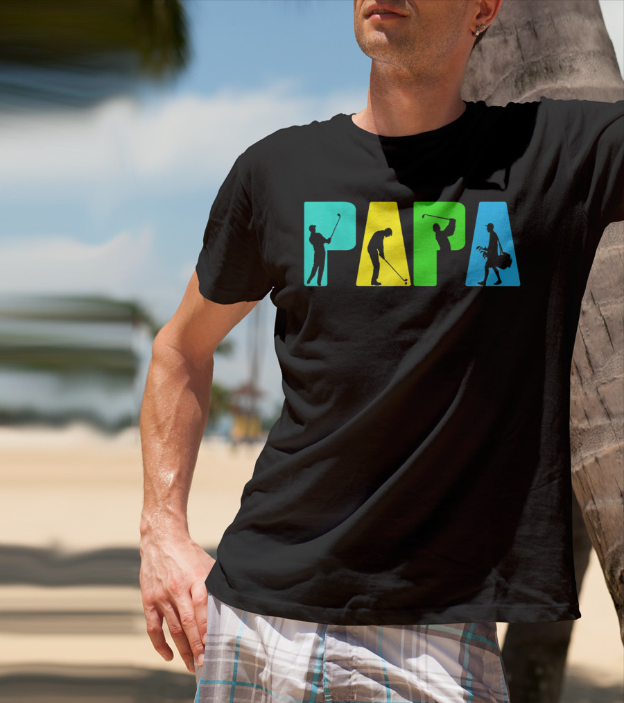 Papa Retro Golf Silhouettes Father's Day T-Shirt