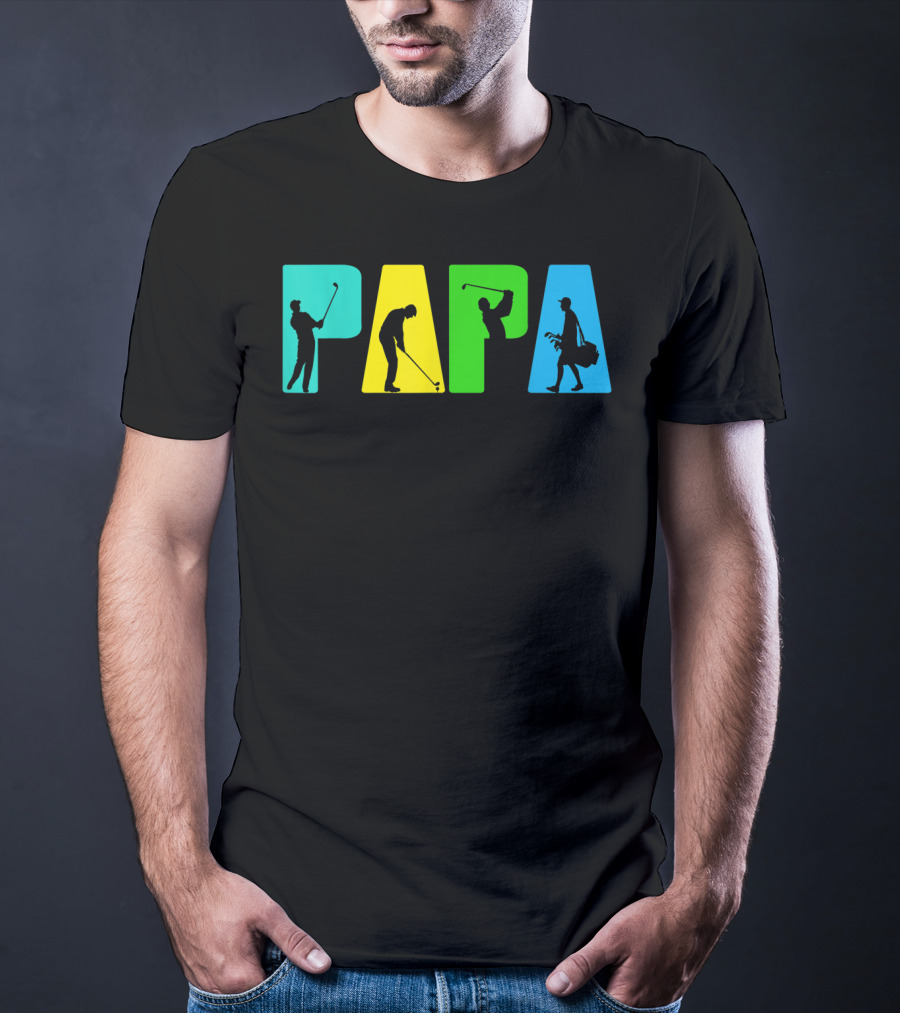 Papa Retro Golf Silhouettes Father's Day T-Shirt