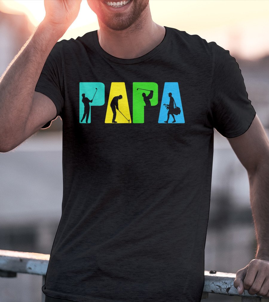 Papa Retro Golf Silhouettes Father's Day T-Shirt