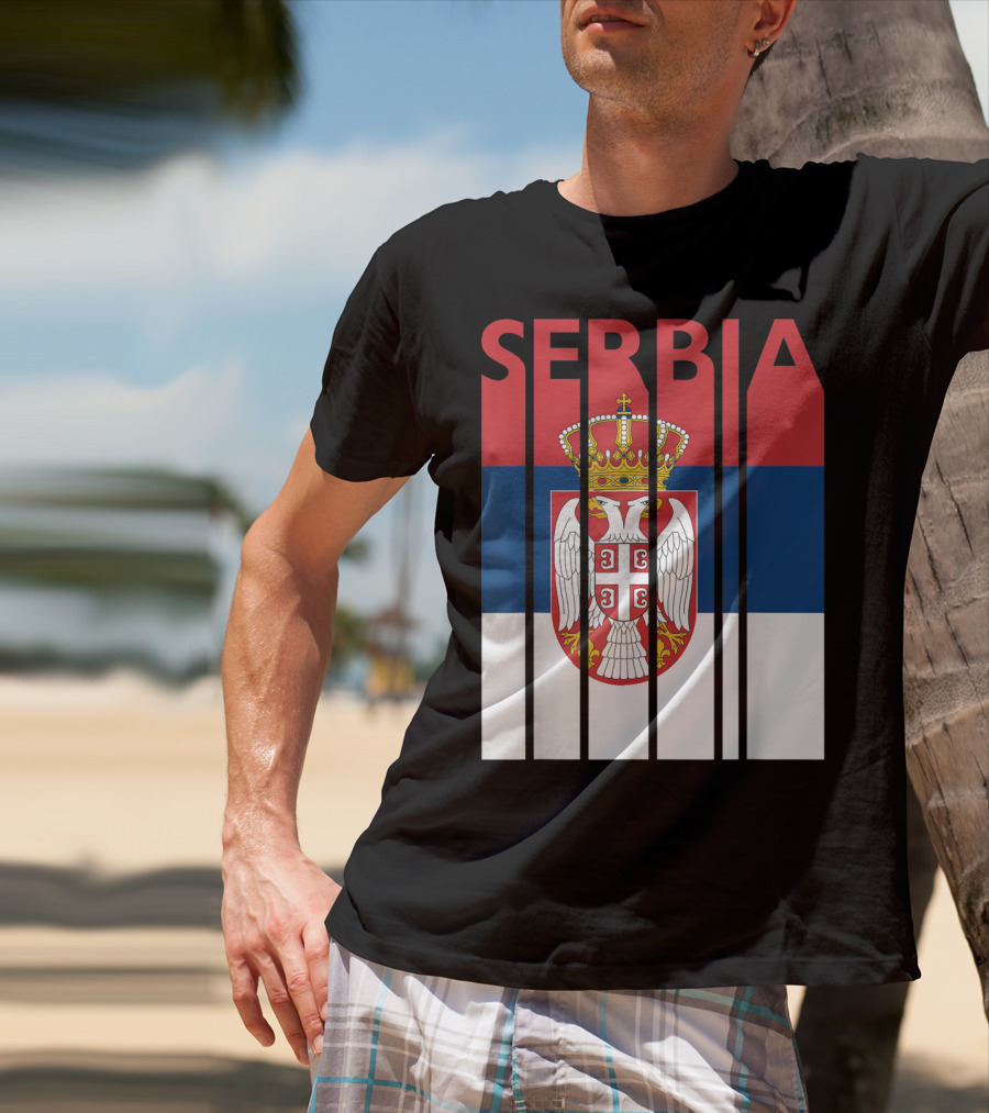 Serbia Vintage Flag Serbian Coat Of Arms T-Shirt
