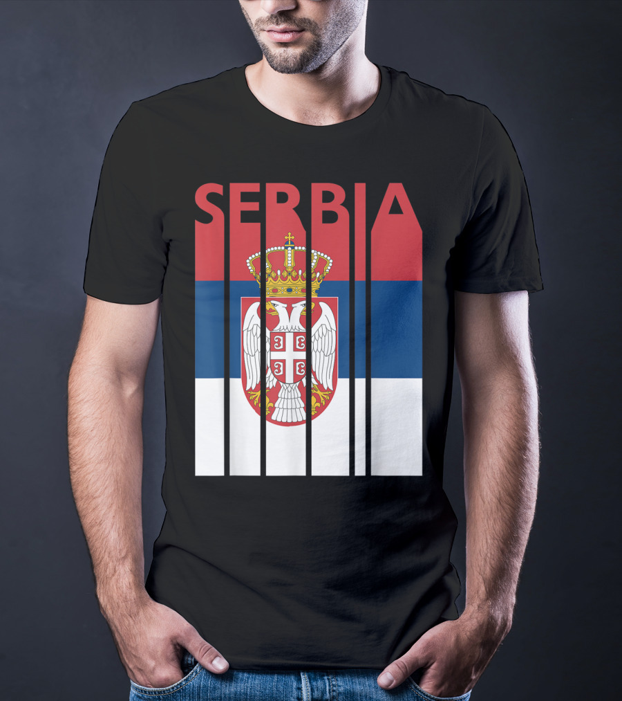 Serbia Vintage Flag Serbian Coat Of Arms T-Shirt