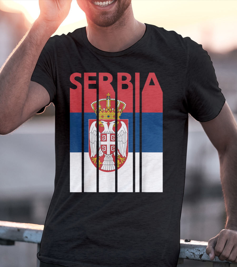 Serbia Vintage Flag Serbian Coat Of Arms T-Shirt
