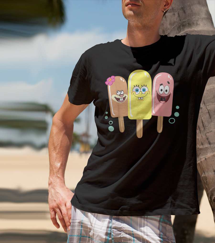 Spongebob Squarepants Sandy Patrick Popsicle Ice Cream Friends T-Shirt