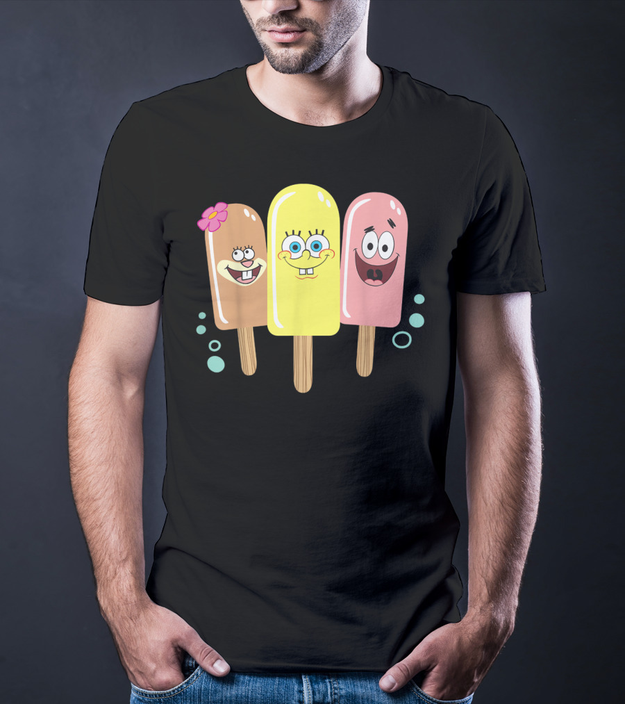 Spongebob Squarepants Sandy Patrick Popsicle Ice Cream Friends T-Shirt