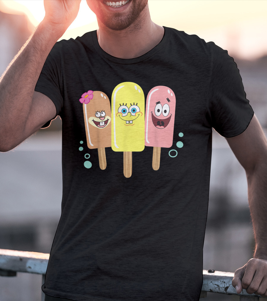 Spongebob Squarepants Sandy Patrick Popsicle Ice Cream Friends T-Shirt