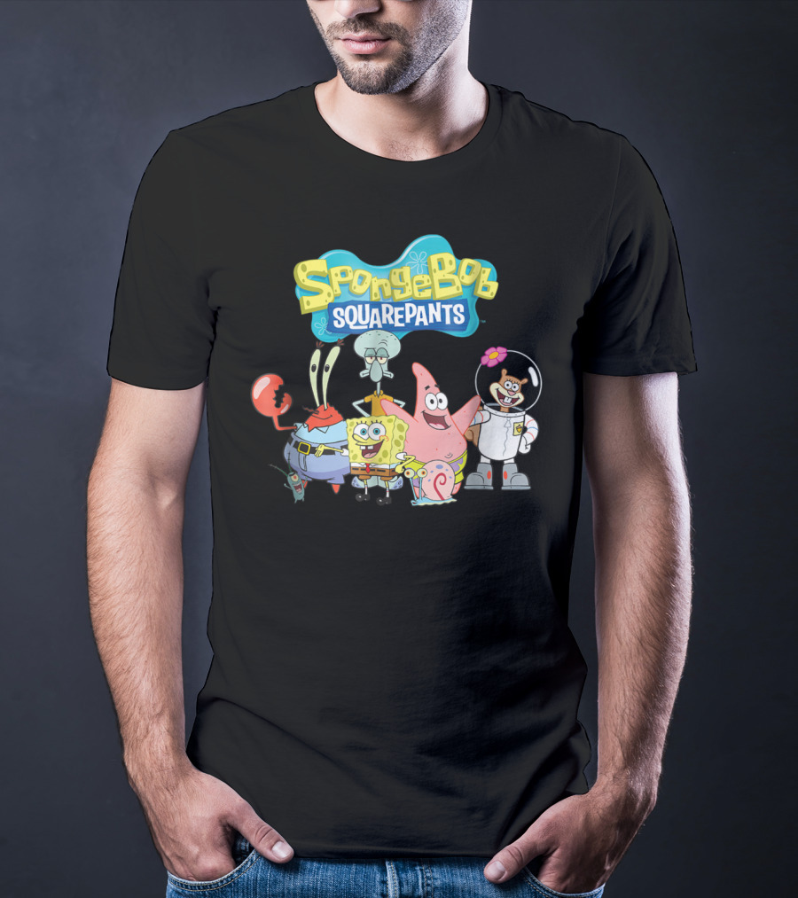 SpongeBob SquarePants Characters Group Featuring Mr. Krabs, Squidward, Patrick, Sandy, And Gary T-Shirt