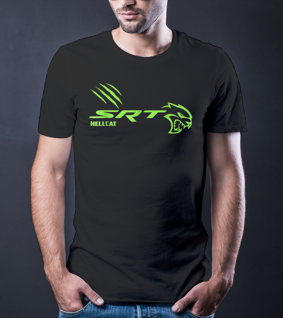 Team SRT Hellcat Scratch Green Logo Dodge T-Shirt