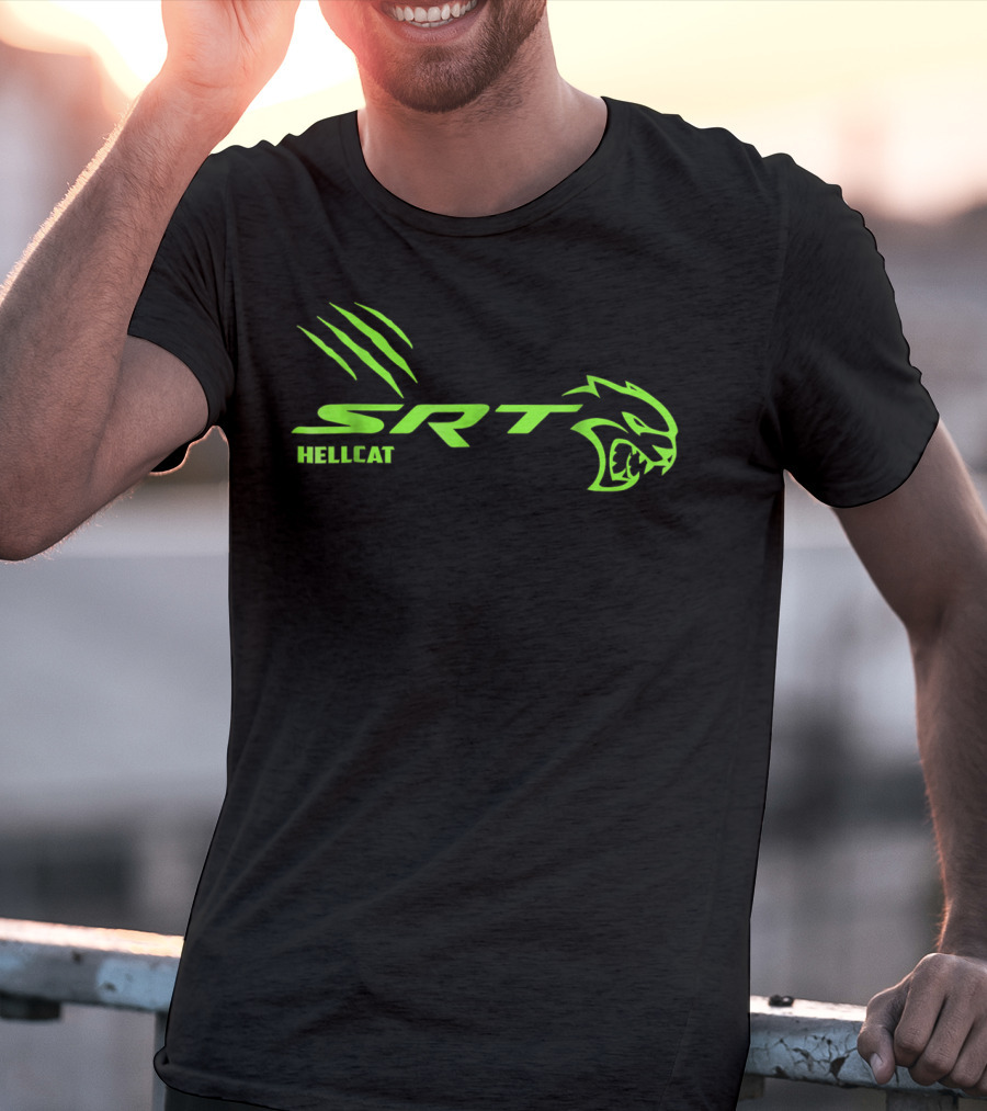 Team SRT Hellcat Scratch Green Logo Dodge T-Shirt
