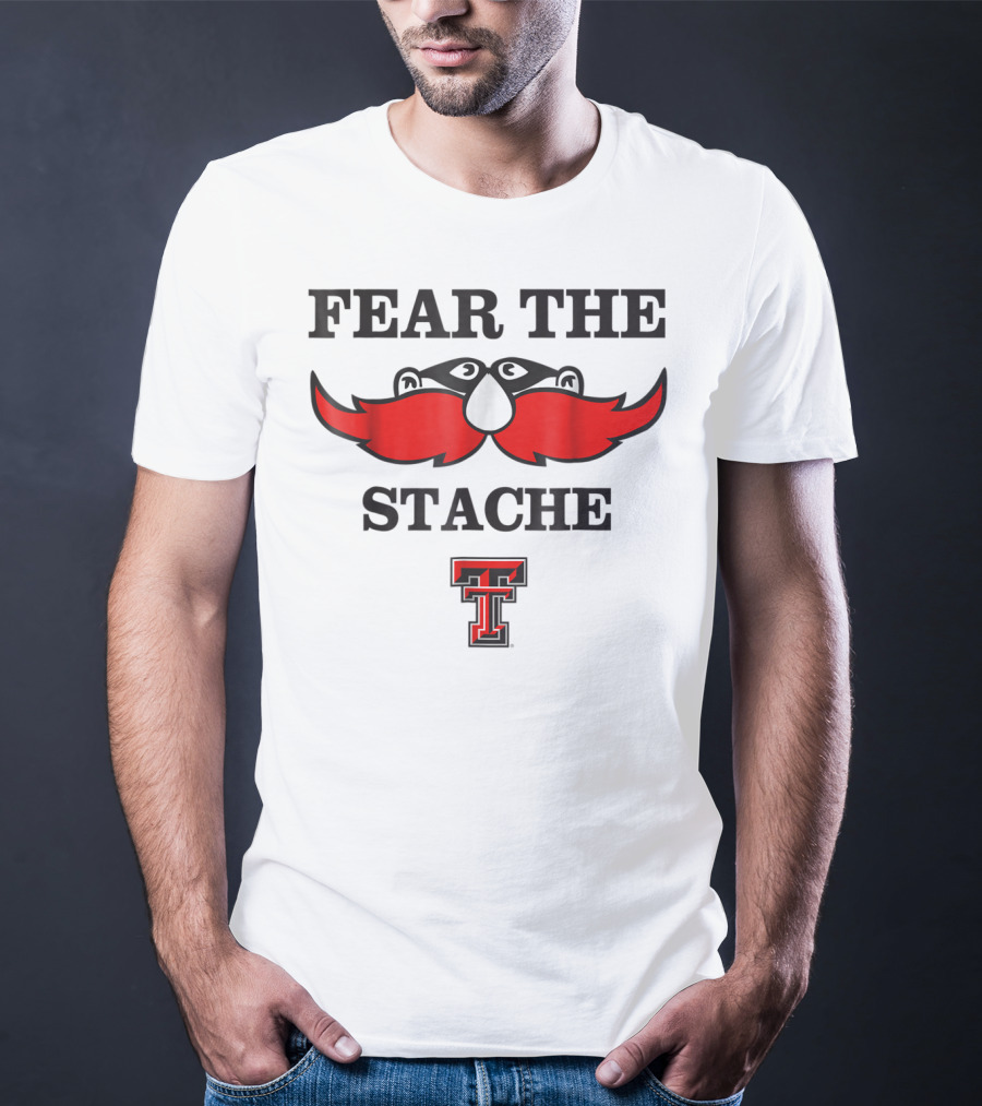 Texas Tech Red Raiders Fear The Stache TT Logo Mustache T-Shirt