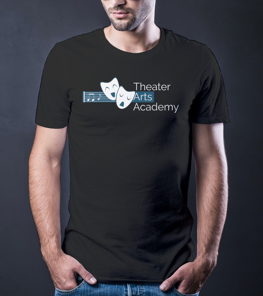 Theater Arts Academy Comedy And Tragedy Masks With Musical Notes T-Shirt