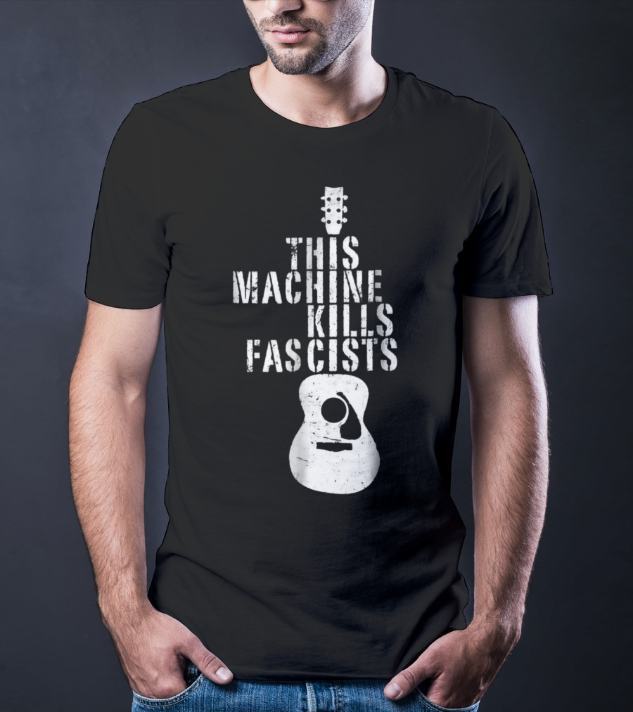 This Machine Kills Fascists Guitar Image T-Shirt
