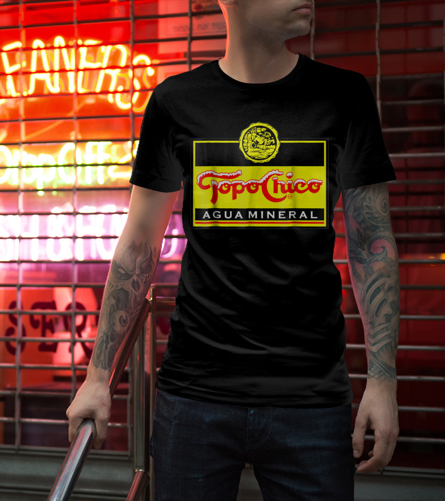 Topo Chico Agua Mineral Logo With Yellow T-Shirt