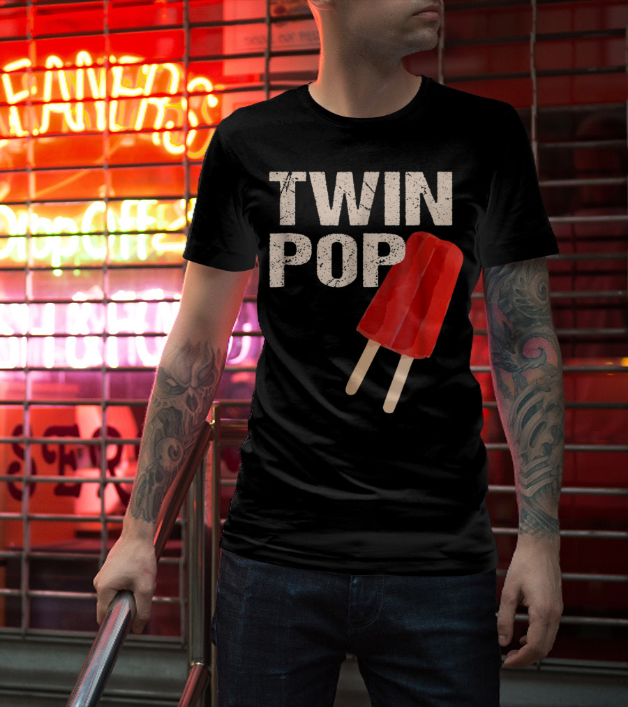 TWIN POP For Grandpa Twins Dad Ice Cream Popsicle T-Shirt