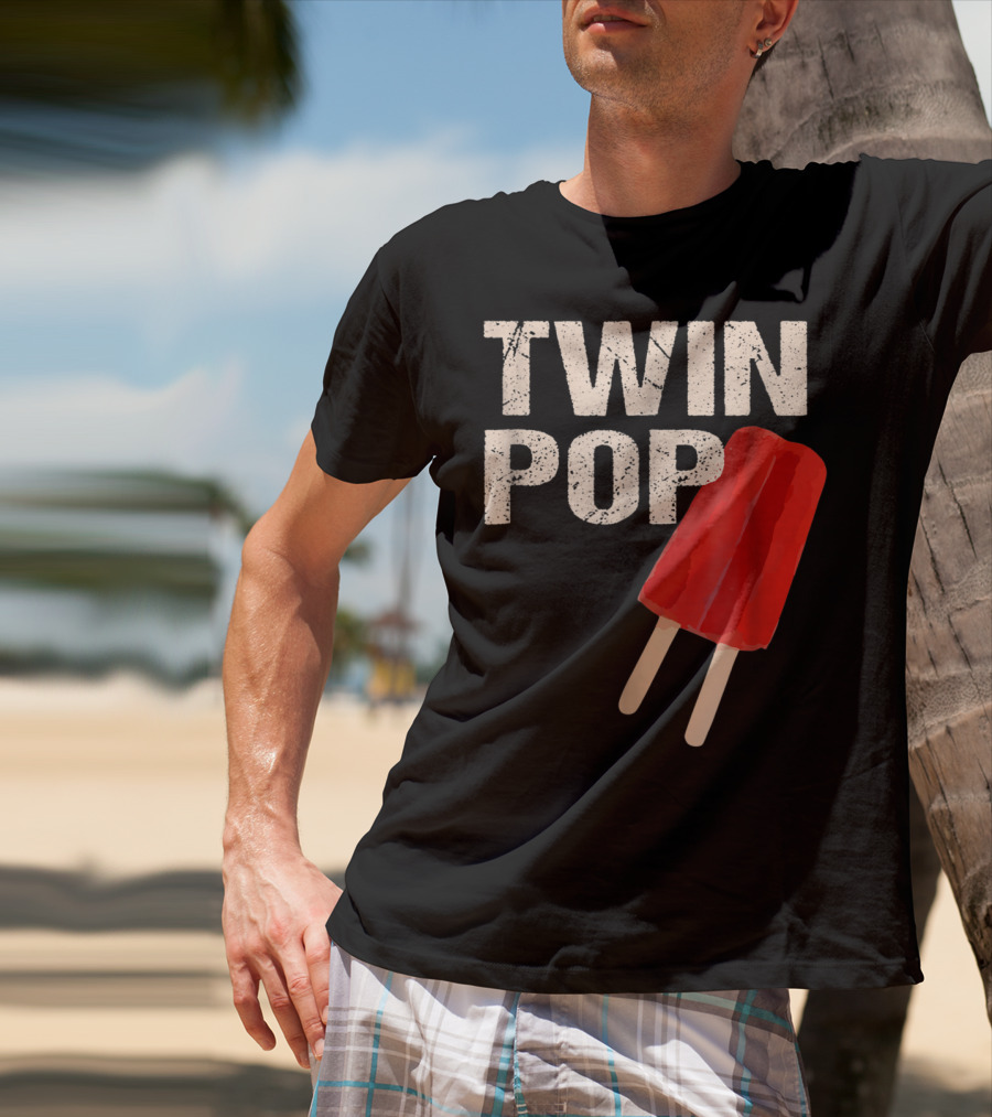 TWIN POP For Grandpa Twins Dad Ice Cream Popsicle T-Shirt
