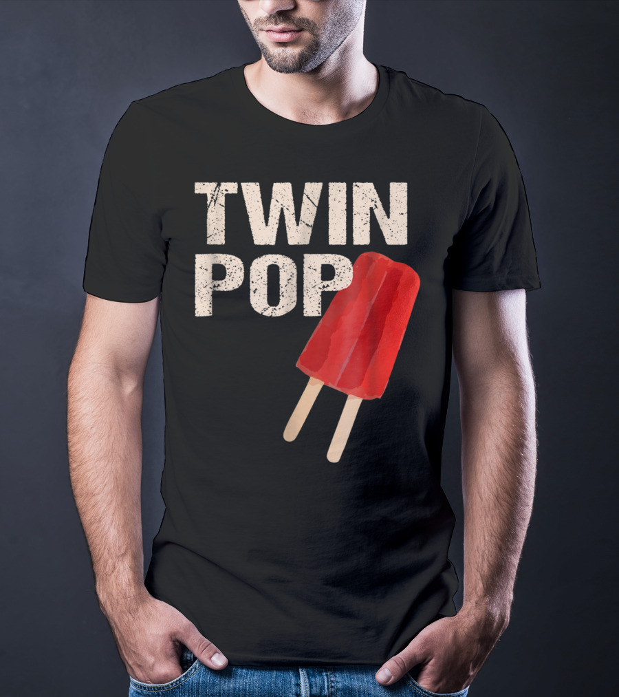 TWIN POP For Grandpa Twins Dad Ice Cream Popsicle T-Shirt