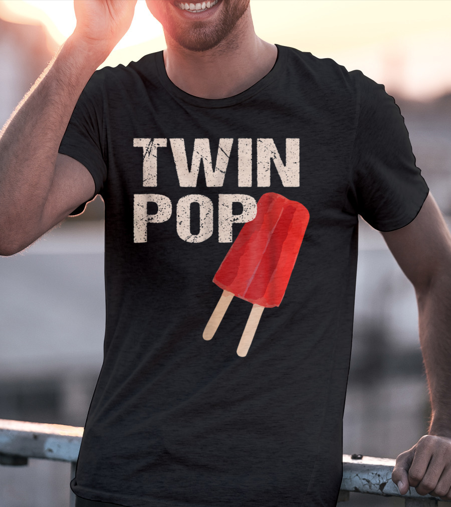 TWIN POP For Grandpa Twins Dad Ice Cream Popsicle T-Shirt