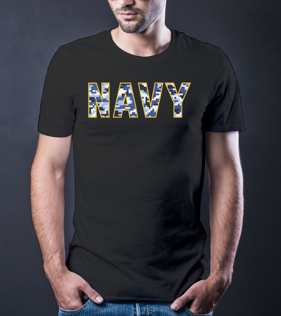 NAVY Blue Camo Digital Camouflage T-Shirt
