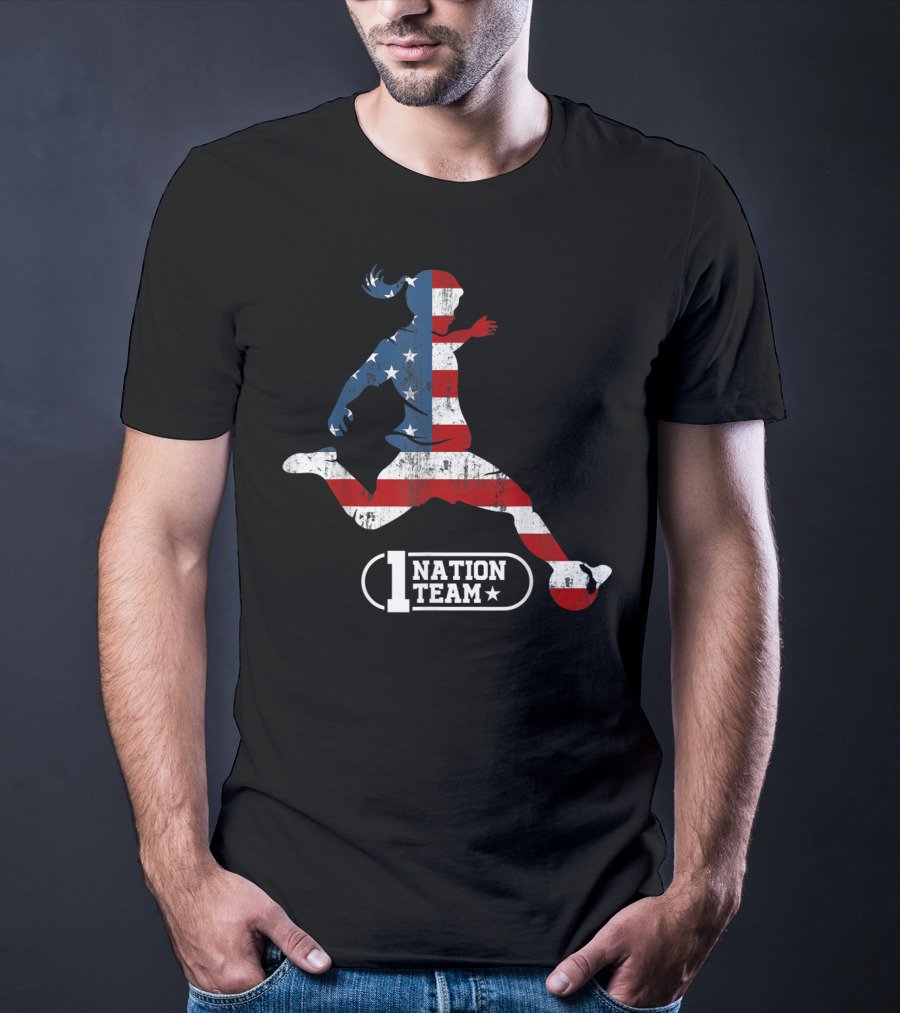 1 Nation Team Us Women Soccer Player Big Fan T-Shirt