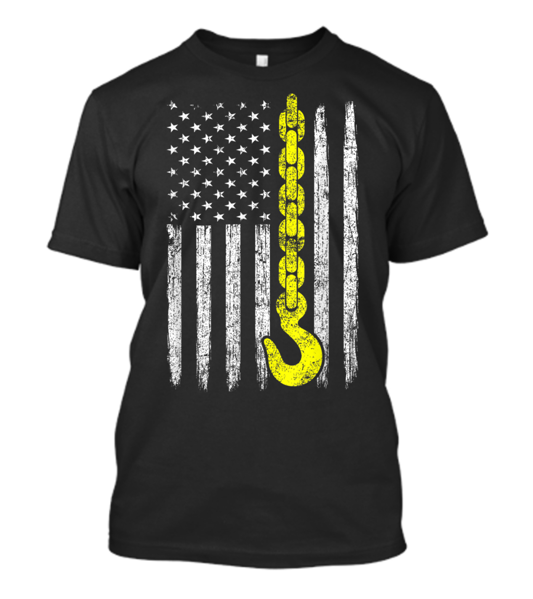 USA Thin Yellow Line Hook American Flag Tow Truck Driver T-Shirt
