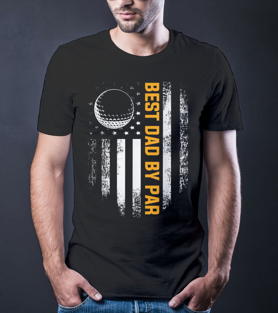 Vintage Best Dad By Par American Flag Golf Father's Day T-Shirt
