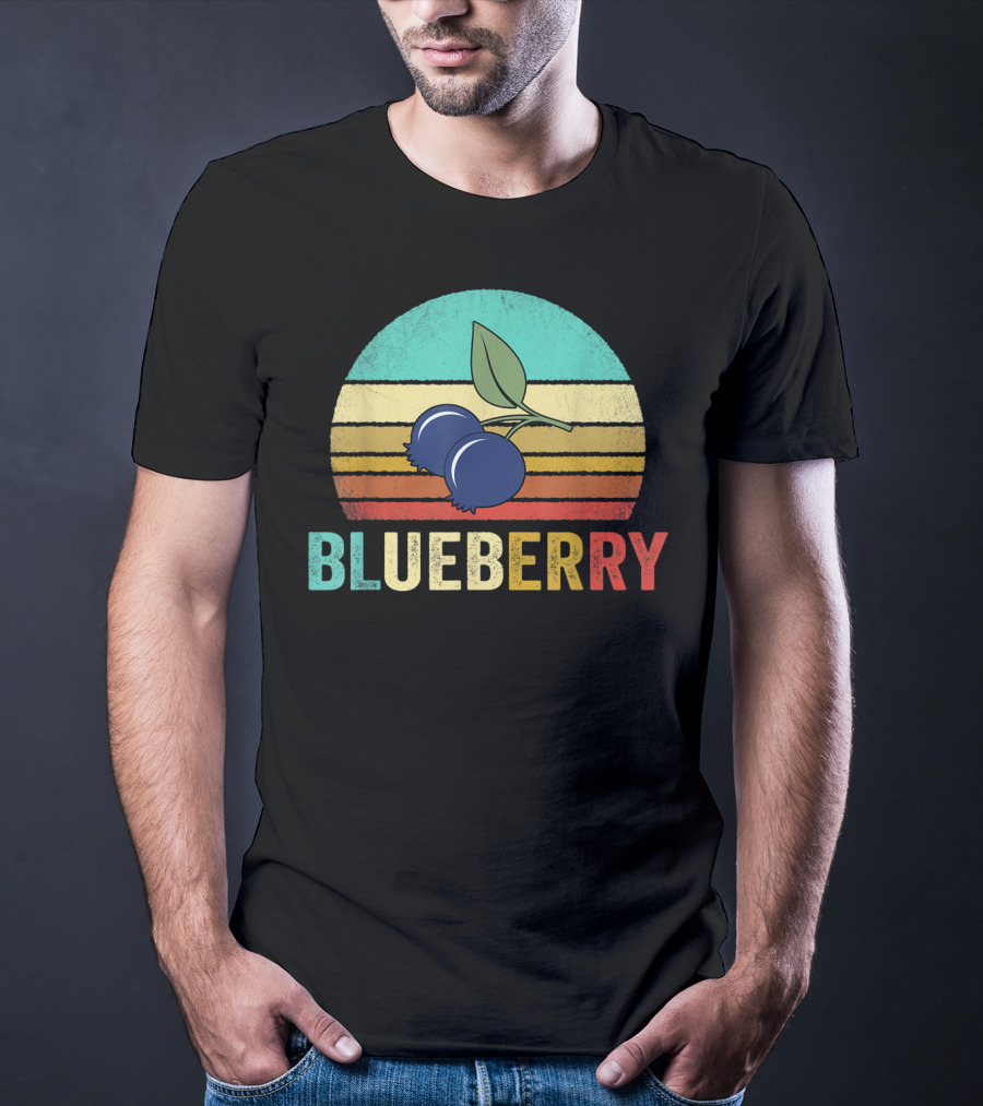 Vintage Blueberry Retro Sunset Stripes T-Shirt