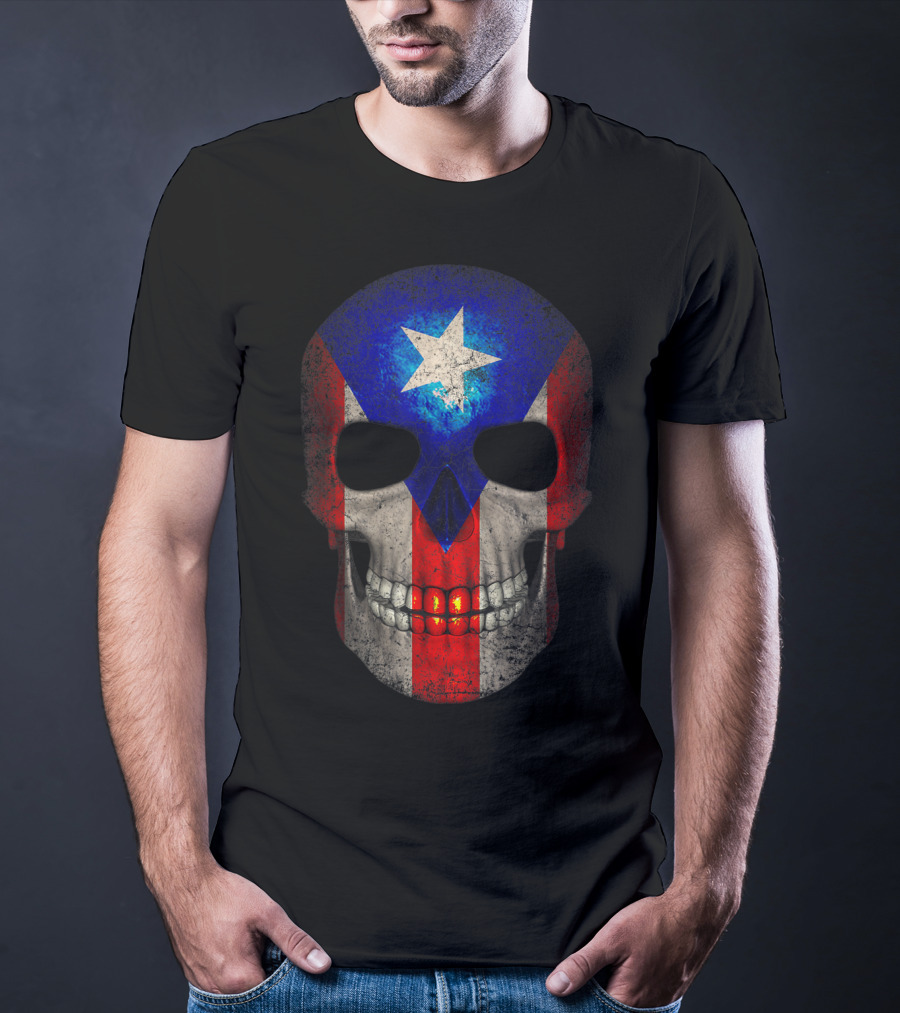 Puerto Rico Flag Skull T-Shirt