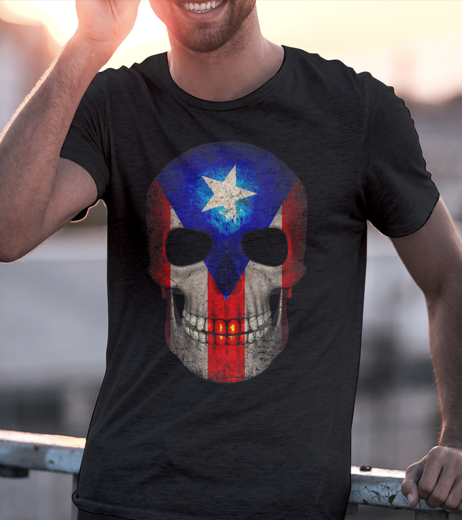 Puerto Rico Flag Skull T-Shirt
