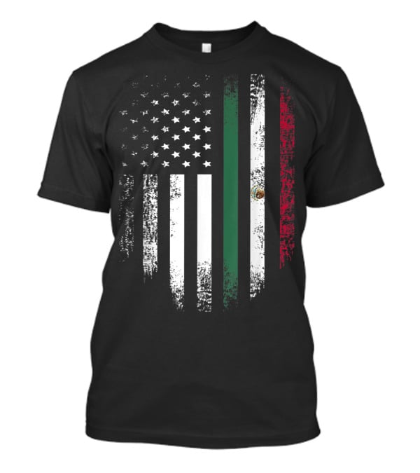 Vintage Mexican Roots American Grown Flag Design Mexico USA T-Shirt