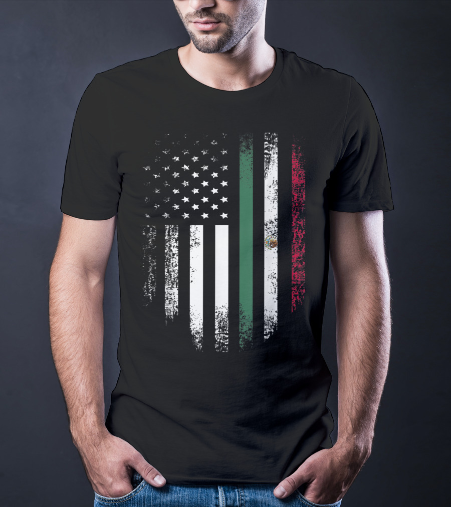 Vintage Mexican Roots American Grown Flag Design Mexico USA T-Shirt
