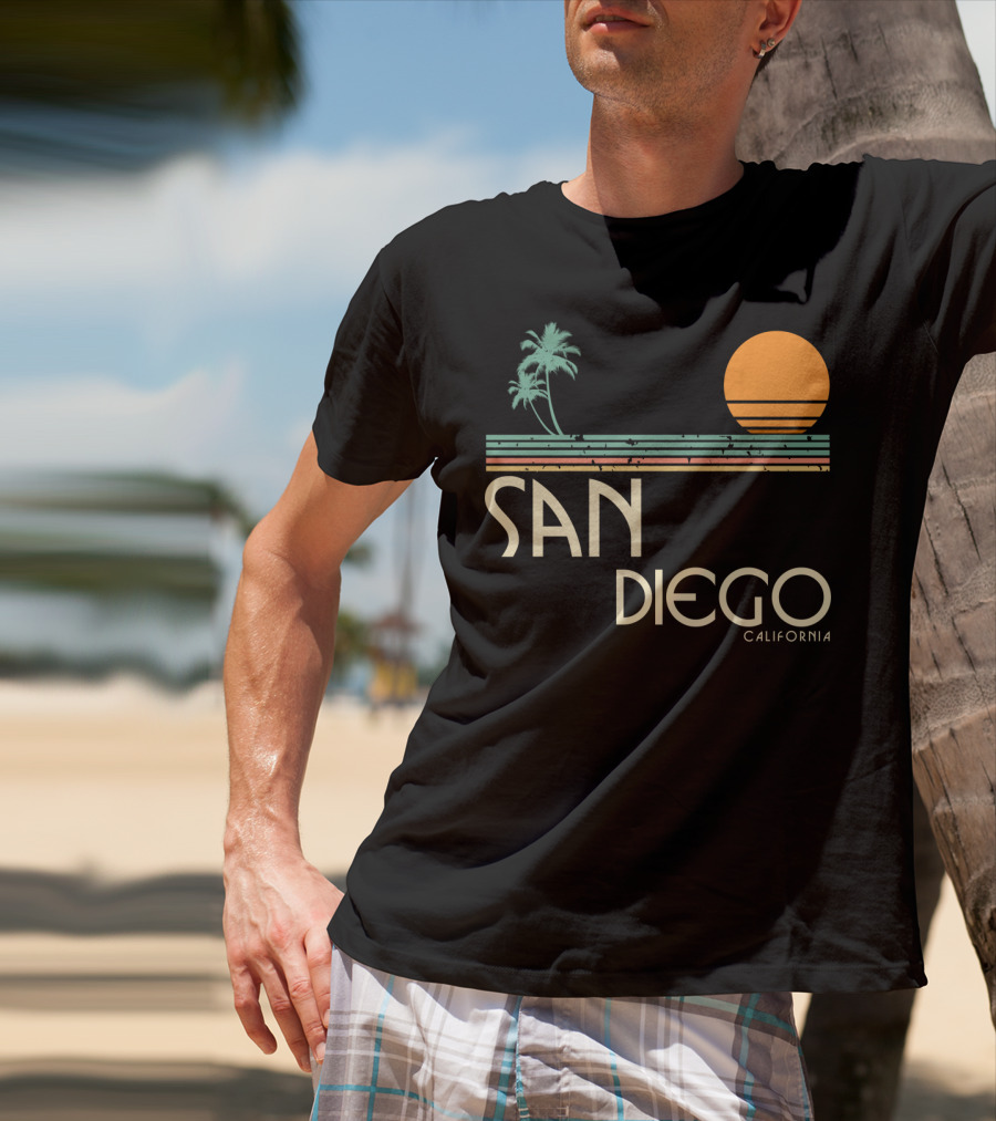 San Diego California Vintage Sunset Palm Trees T-Shirt