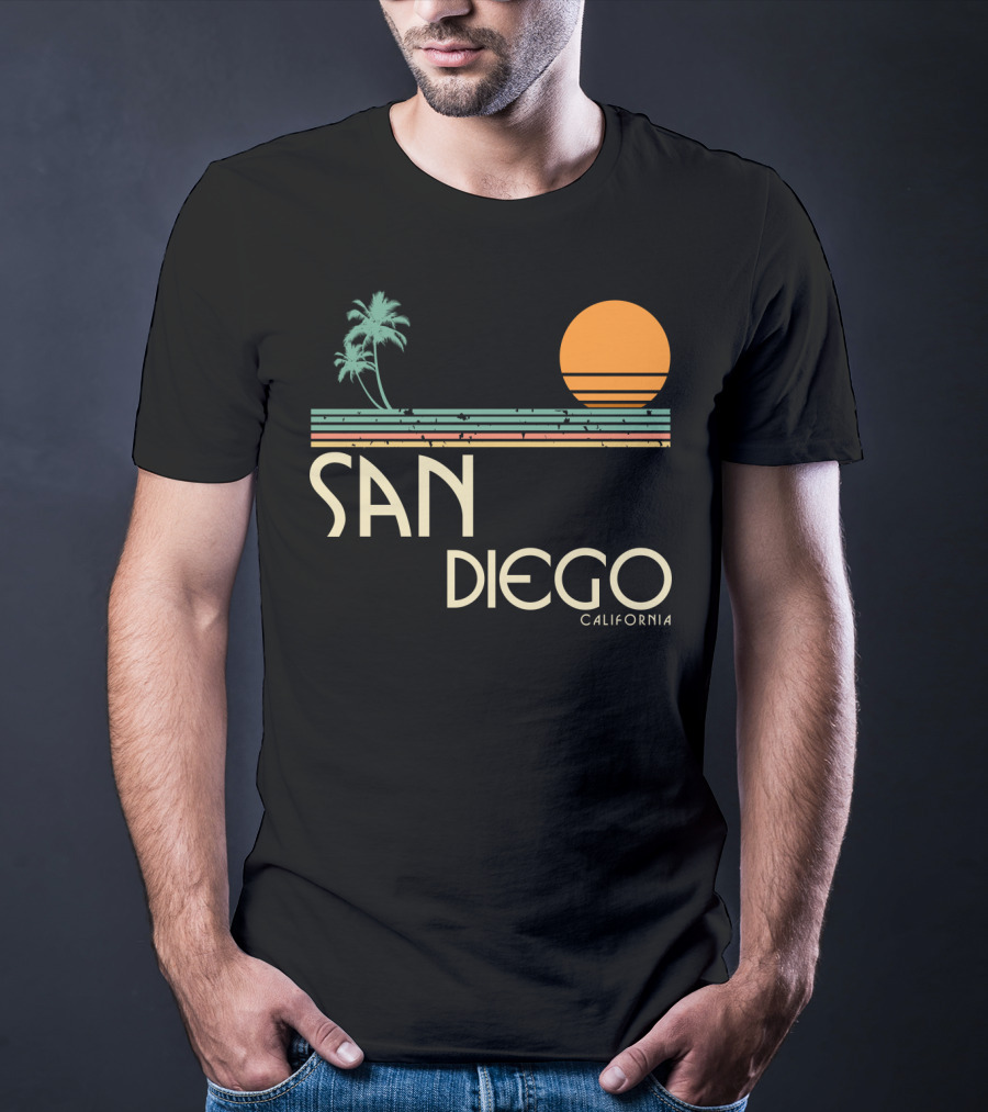 San Diego California Vintage Sunset Palm Trees T-Shirt