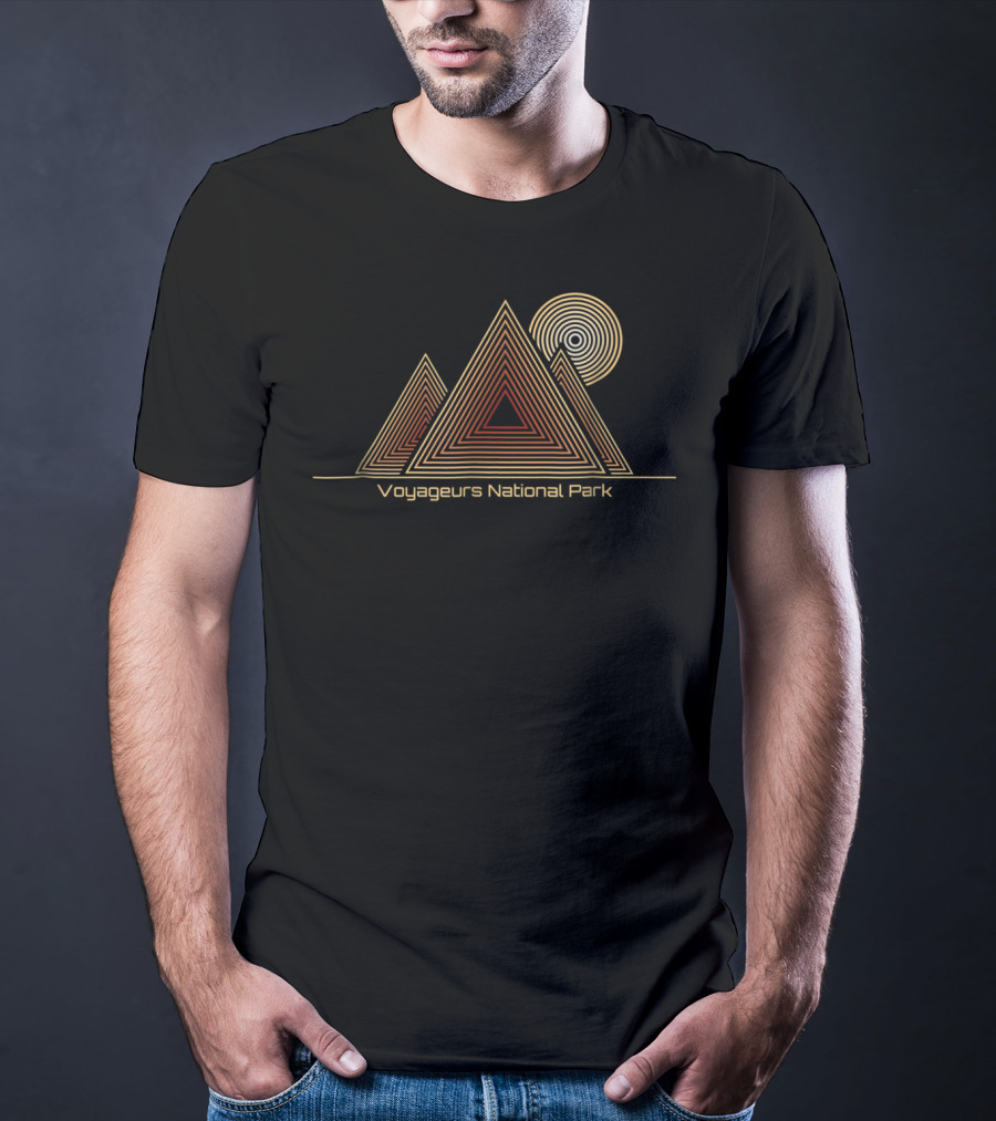 Voyageurs National Park Vintage Geometric Sun And Mountains T-Shirt
