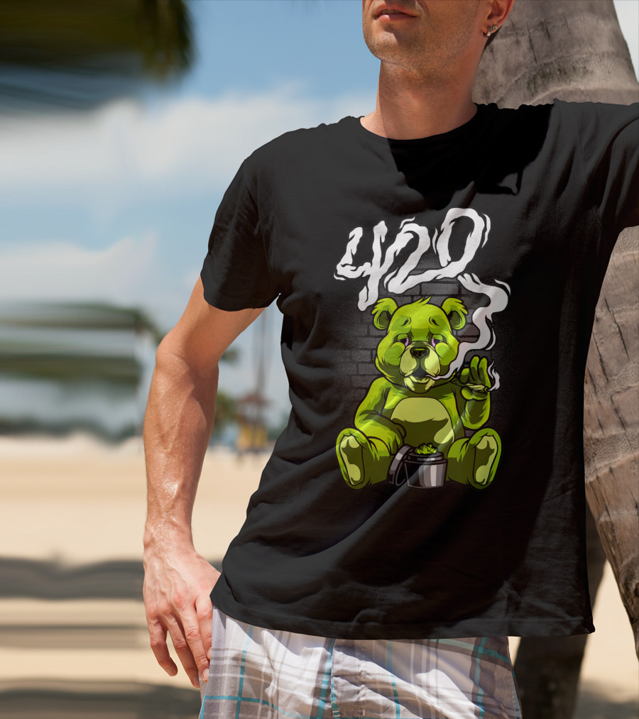 Cannabis Weed Bear Stoned Teddy 420 Joint T-Shirt