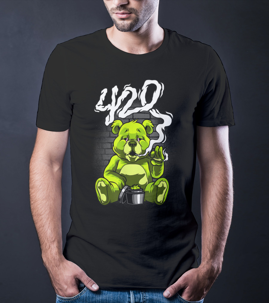 Cannabis Weed Bear Stoned Teddy 420 Joint T-Shirt