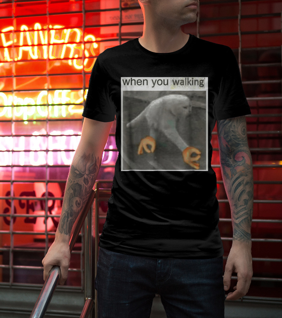 When You Walking Cat Meme With 3D Hands T-Shirt