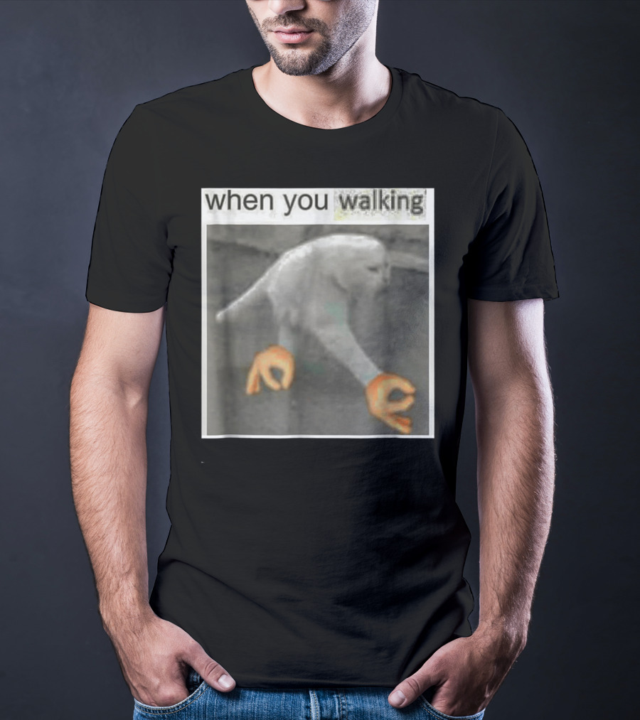 When You Walking Cat Meme With 3D Hands T-Shirt