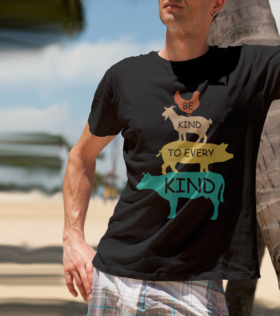 Be Kind To Every Kind Vintage Vegetarian Animal Stack T-Shirt