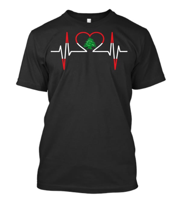 Heartbeat ECG Lebanon Lebanese Flag Colors Love T-Shirt