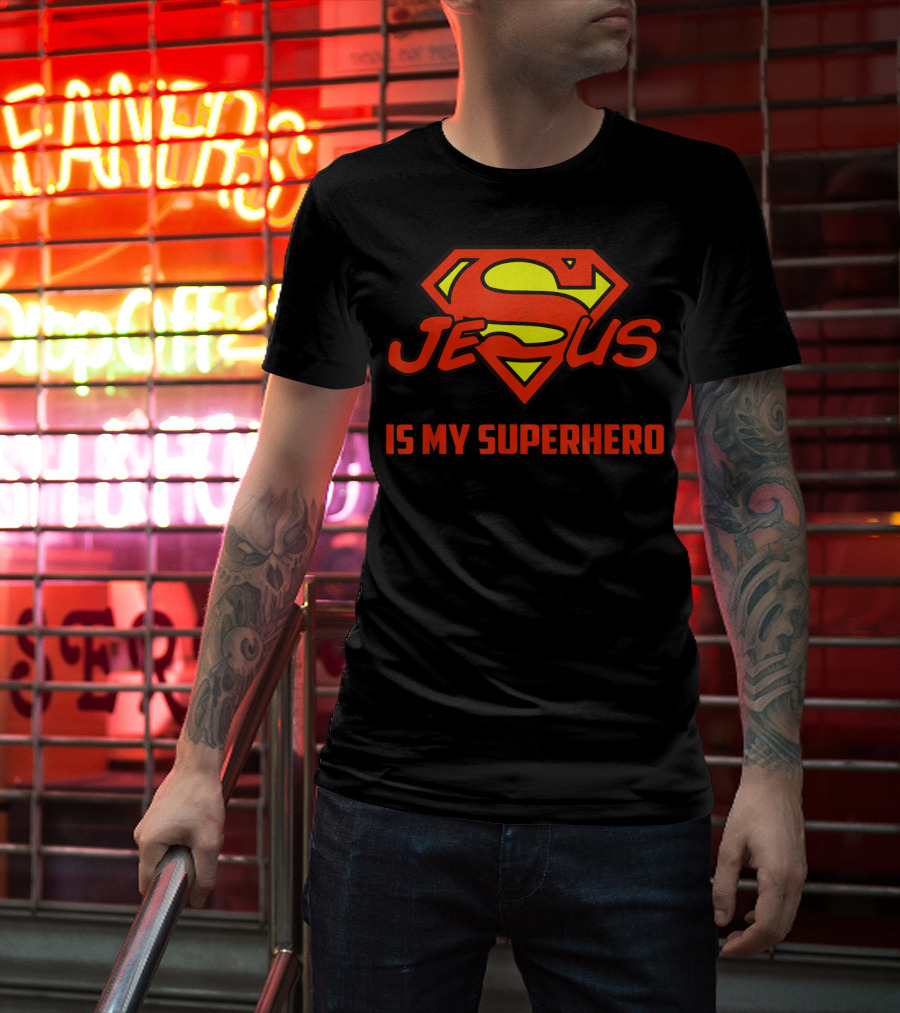 Jesus Is My Superhero Superman Logo Style Christian T-Shirt