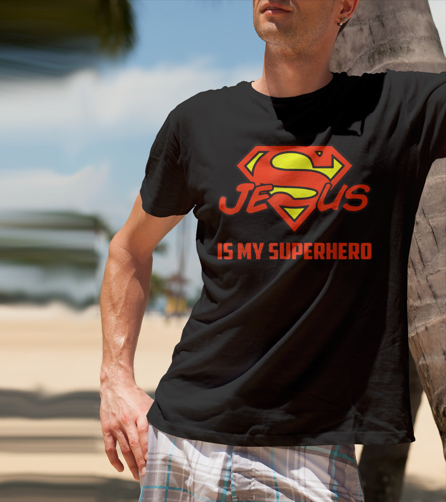 Jesus Is My Superhero Superman Logo Style Christian T-Shirt