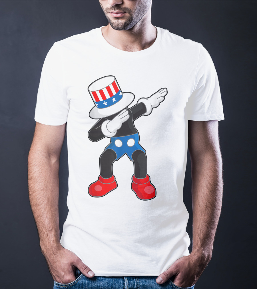 Kaws Mick Mouse Dab Dance Uncle Sam Hat T-Shirt