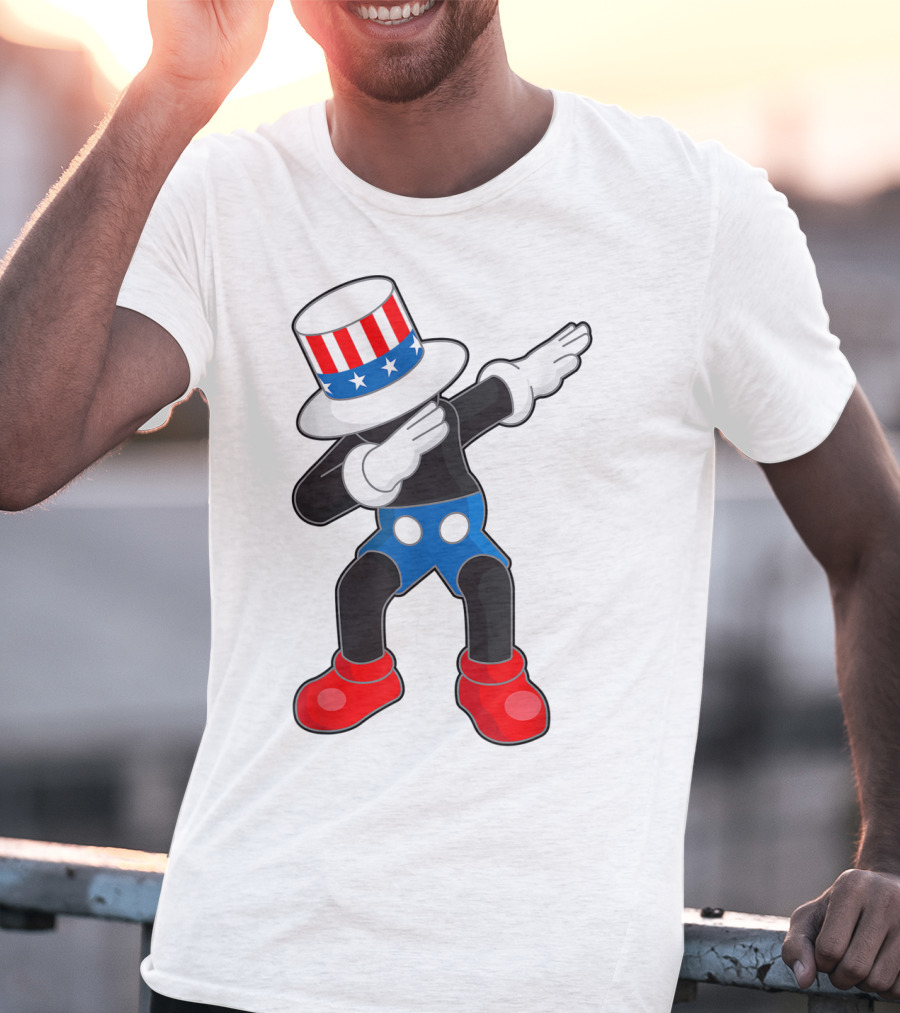 Kaws Mick Mouse Dab Dance Uncle Sam Hat T-Shirt