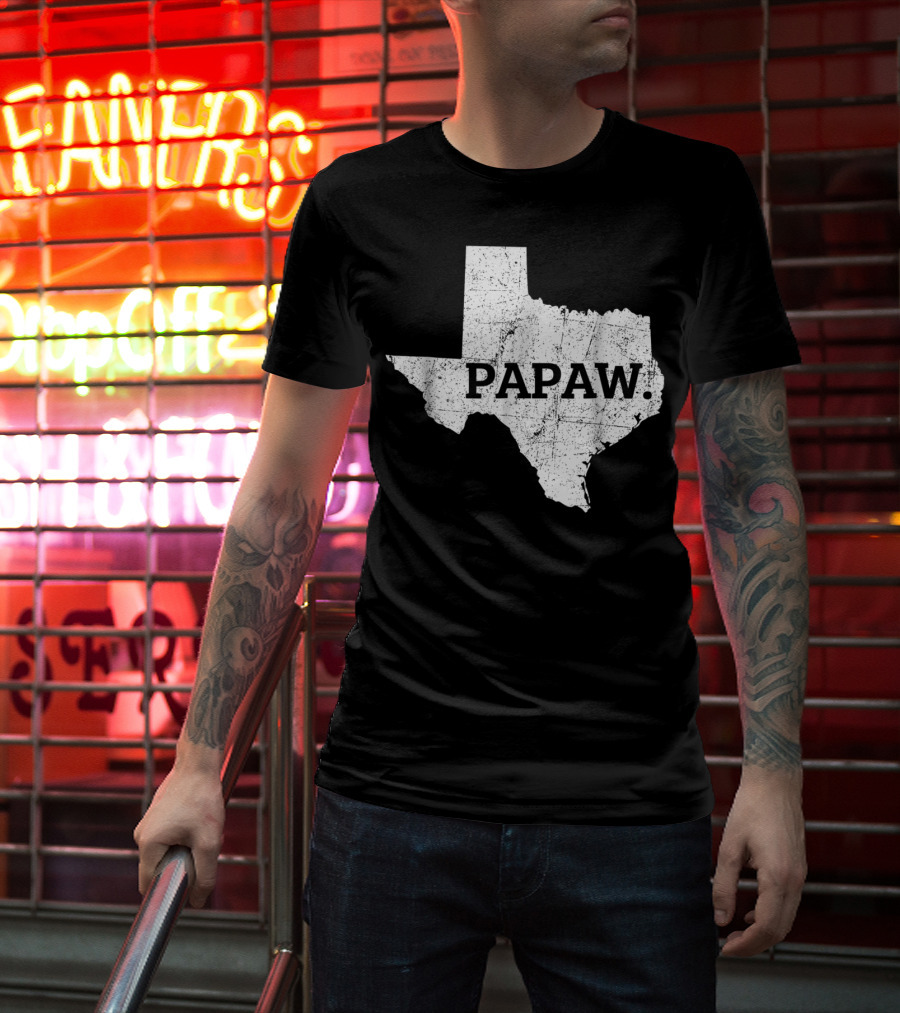 Papaw Texas Grandpa Map Outline T-Shirt