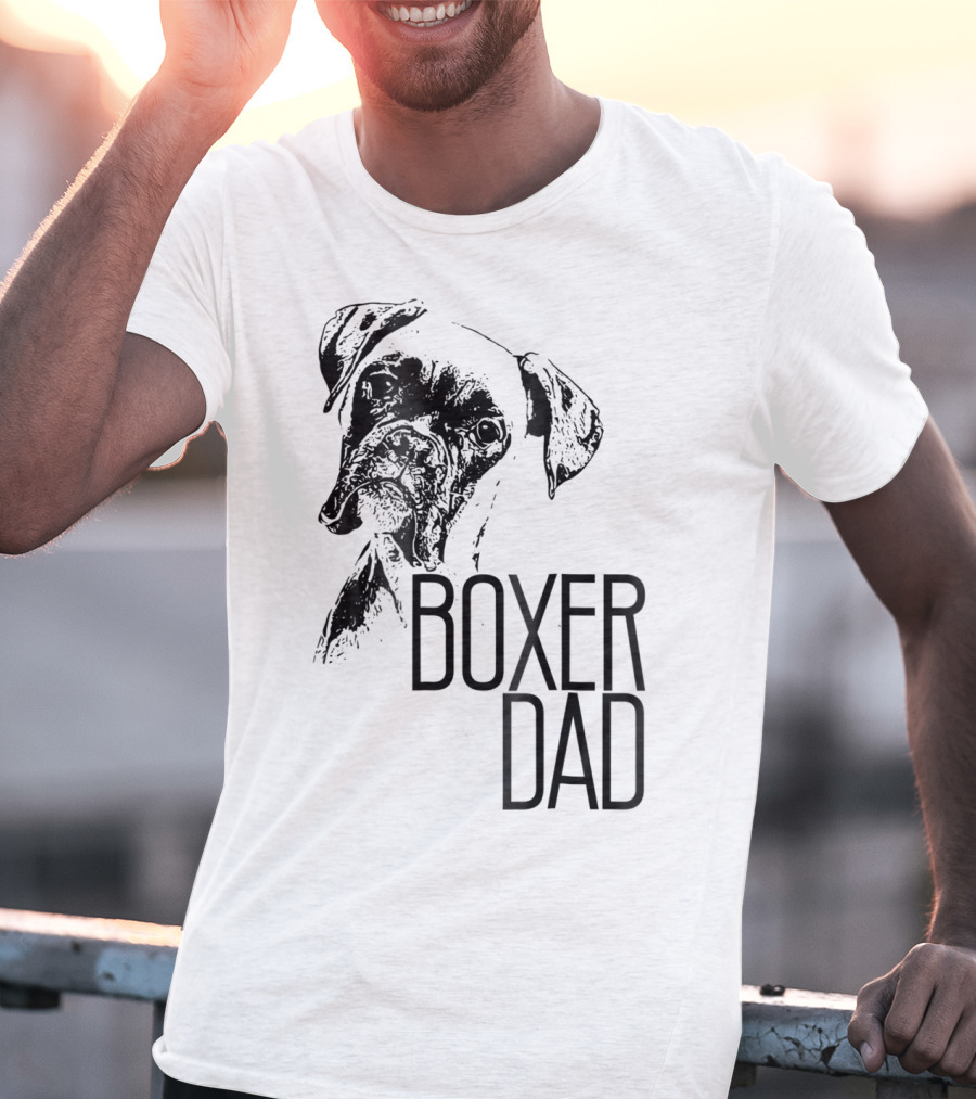 BOXER DAD DOG FACE DOG LOVERS MENS BOXER T-Shirt