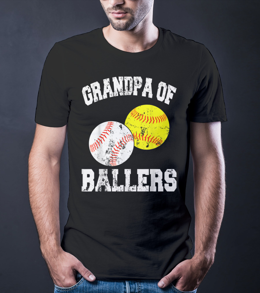 Grandpa Of Ballers Funny Baseball Softball T-Shirt