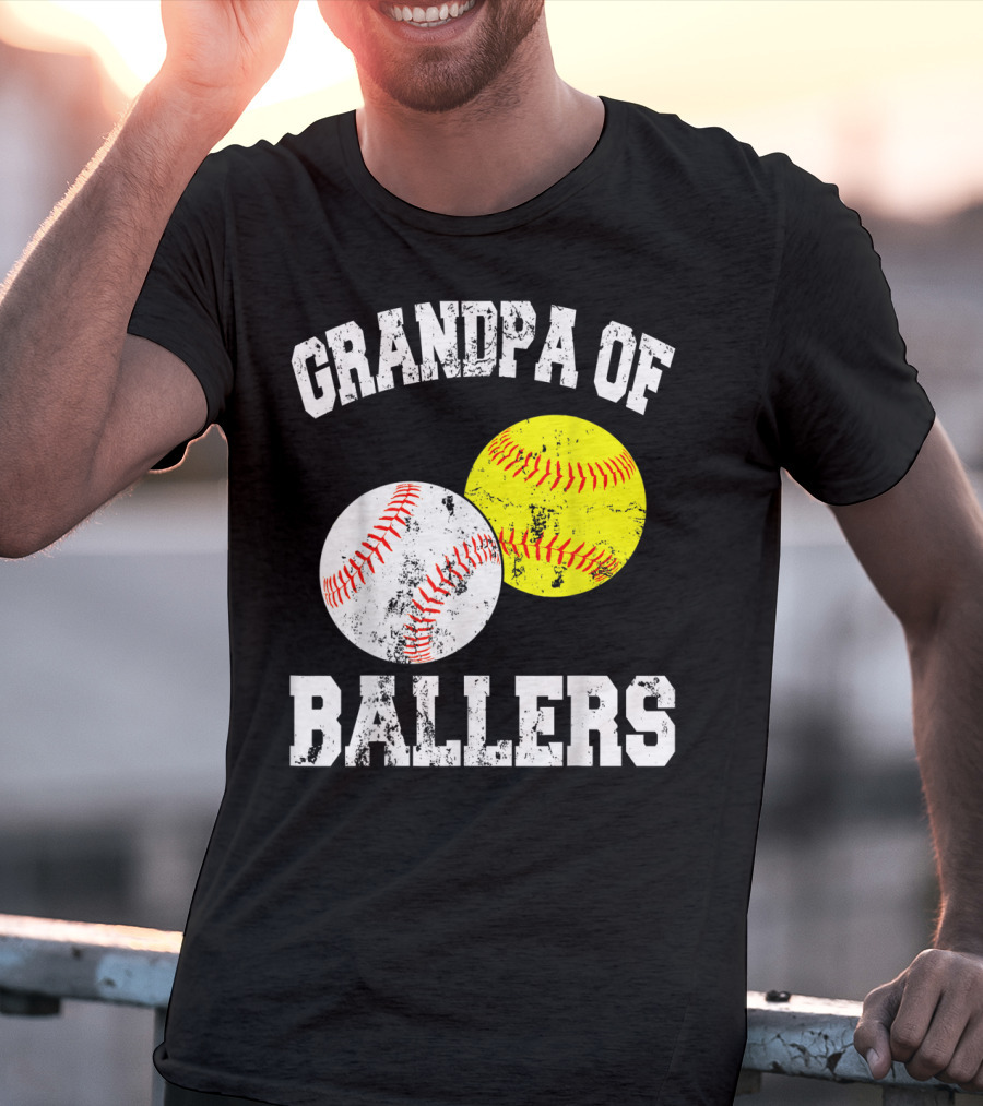 Grandpa Of Ballers Funny Baseball Softball T-Shirt