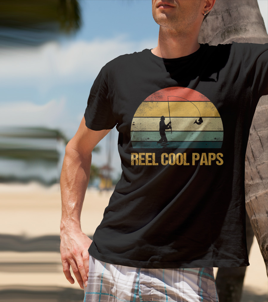 Reel Cool Paps Funny Fishing Retro Father's Day T-Shirt