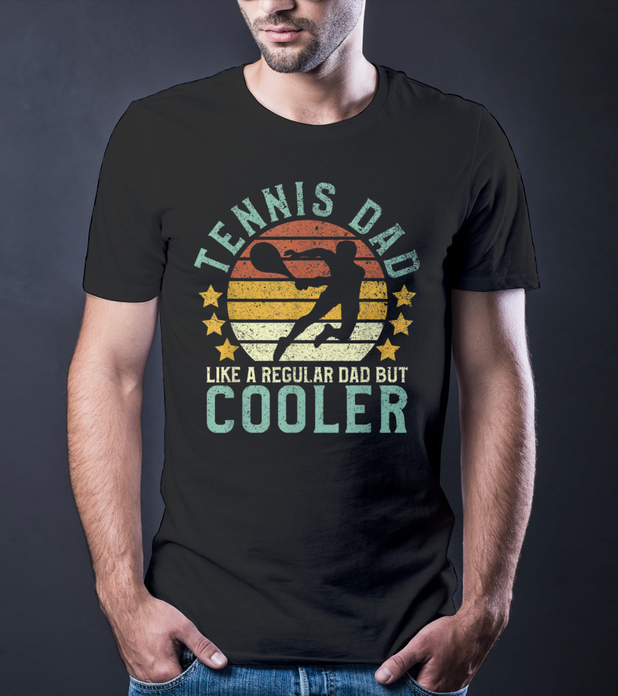 Tennis Dad Like A Regular Dad But Cooler Retro Sunset T-Shirt